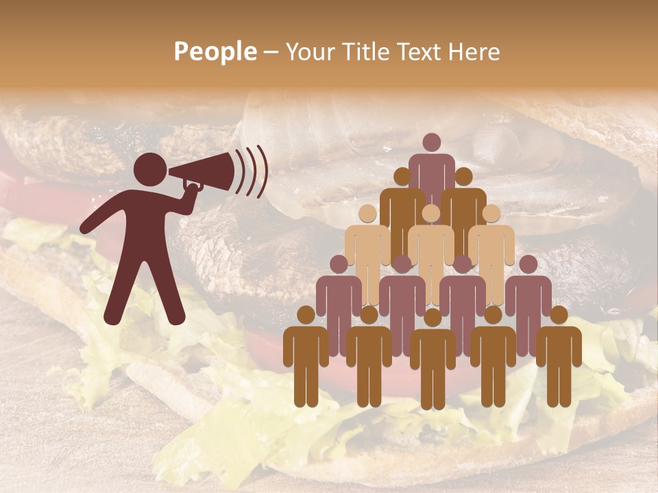 Portobello Sandwich With Grilled Onion Lettuce And Tomato PowerPoint Template