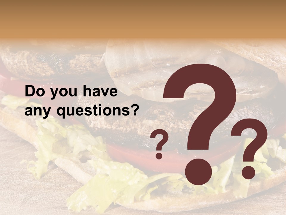 Portobello Sandwich With Grilled Onion Lettuce And Tomato PowerPoint Template