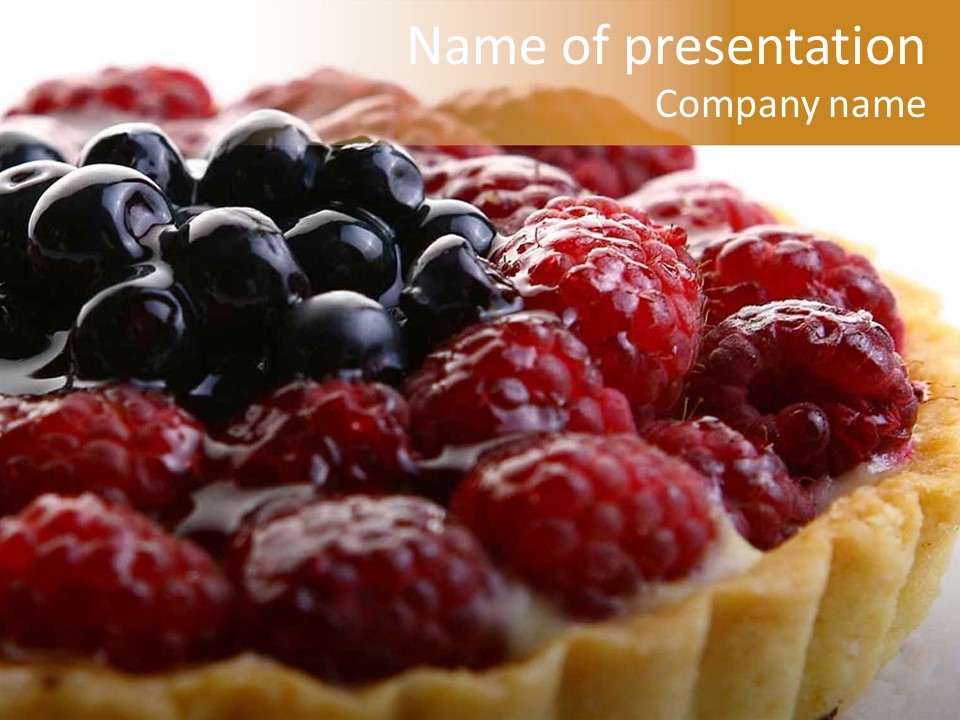 A Fresh Fruitcake With Blueberry Berry PowerPoint Template