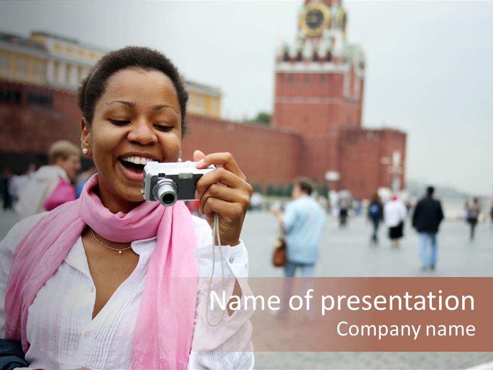 A Woman Taking A Picture With A Camera PowerPoint Template