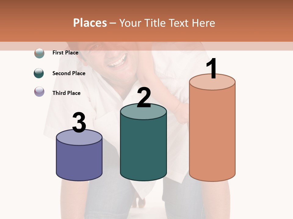 Smiling Father Carrying On His Shoulders His Little Daughter Isolated On White Background PowerPoint Template