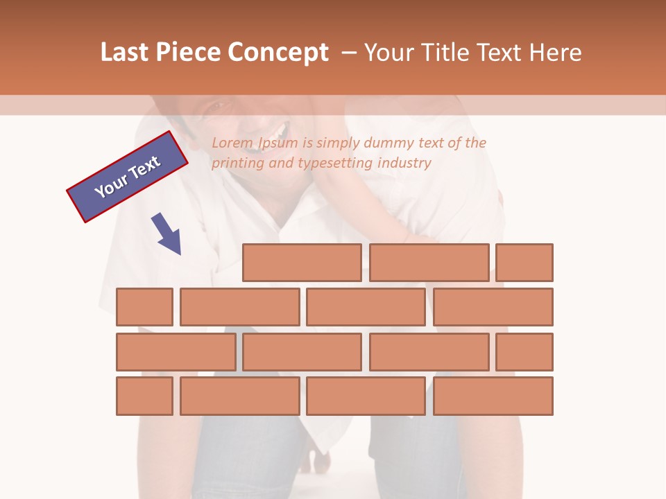 Smiling Father Carrying On His Shoulders His Little Daughter Isolated On White Background PowerPoint Template