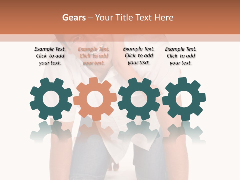 Smiling Father Carrying On His Shoulders His Little Daughter Isolated On White Background PowerPoint Template