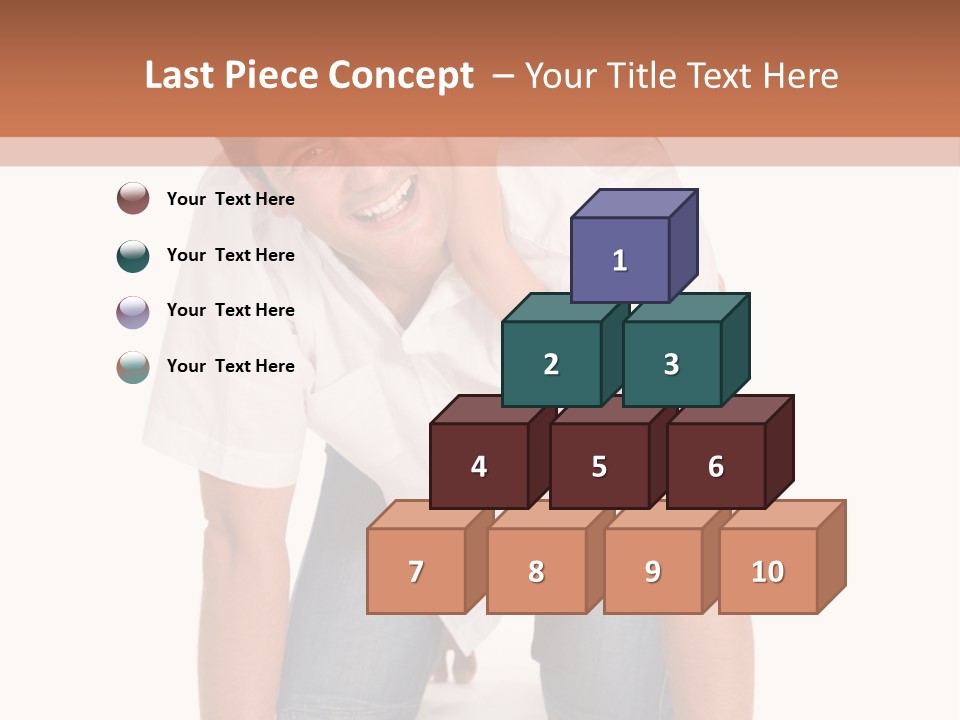 Smiling Father Carrying On His Shoulders His Little Daughter Isolated On White Background PowerPoint Template