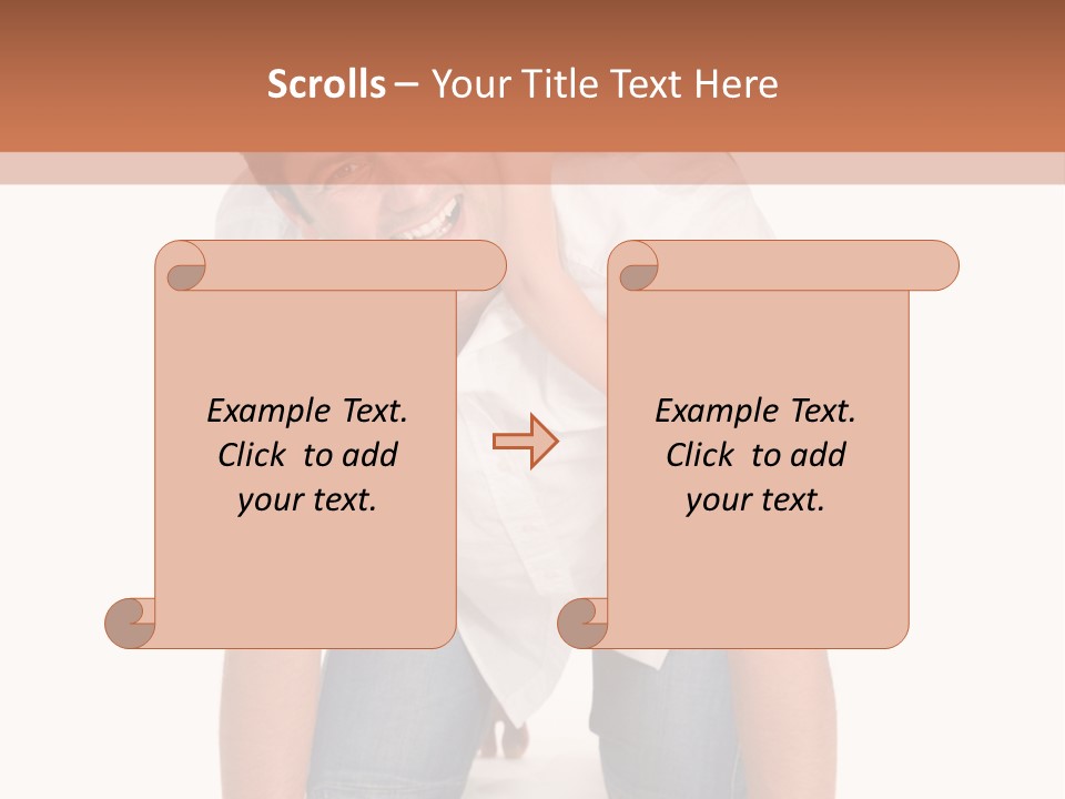 Smiling Father Carrying On His Shoulders His Little Daughter Isolated On White Background PowerPoint Template