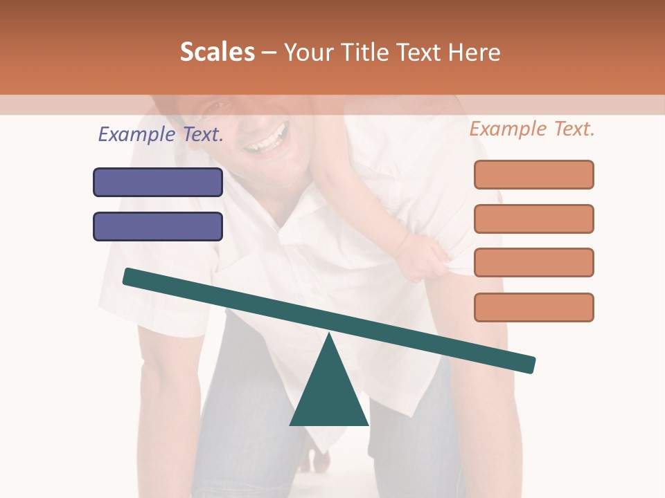 Smiling Father Carrying On His Shoulders His Little Daughter Isolated On White Background PowerPoint Template