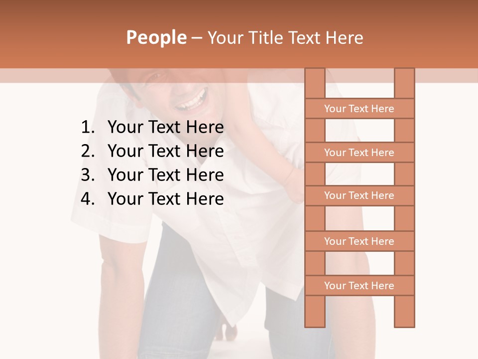 Smiling Father Carrying On His Shoulders His Little Daughter Isolated On White Background PowerPoint Template