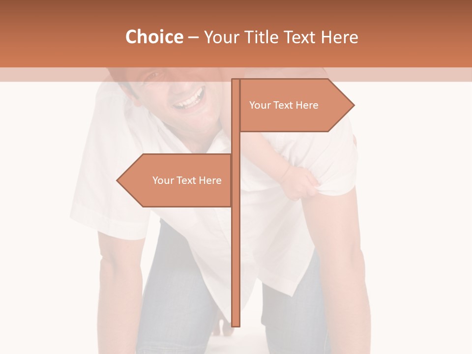 Smiling Father Carrying On His Shoulders His Little Daughter Isolated On White Background PowerPoint Template