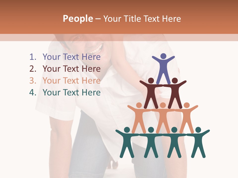 Smiling Father Carrying On His Shoulders His Little Daughter Isolated On White Background PowerPoint Template