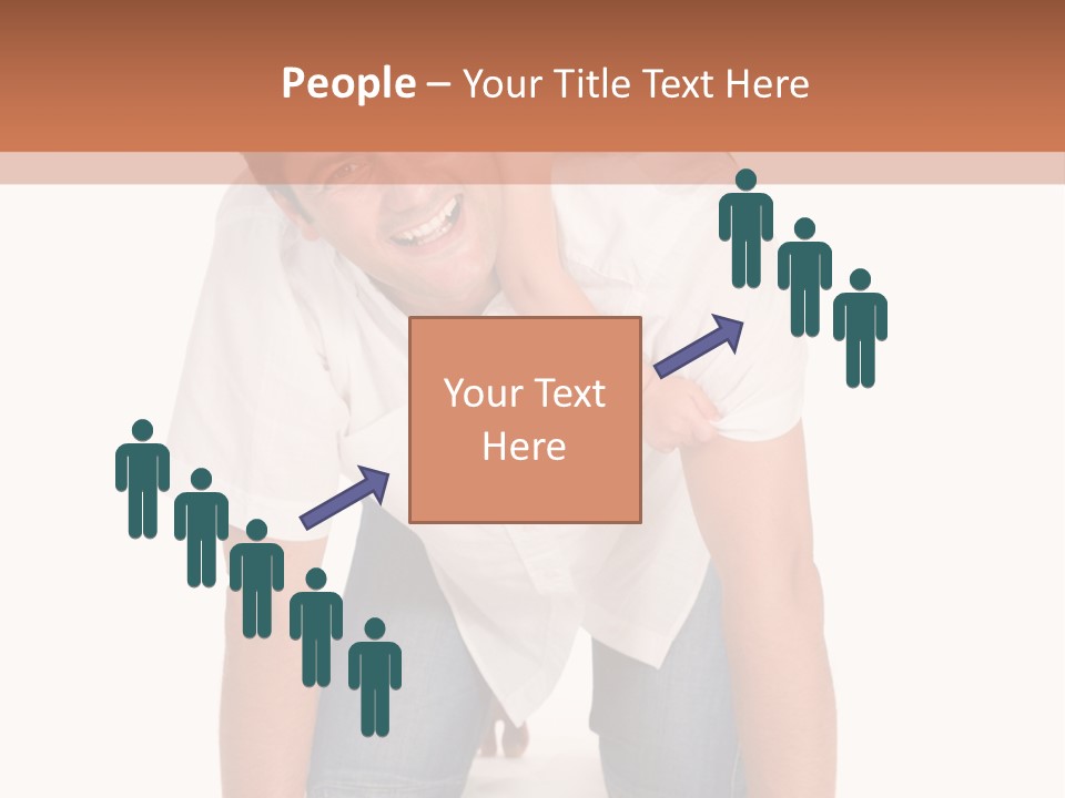 Smiling Father Carrying On His Shoulders His Little Daughter Isolated On White Background PowerPoint Template