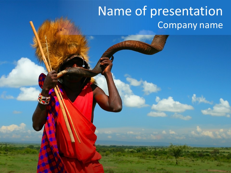 A Person With A Large Horn And A Headdress PowerPoint Template