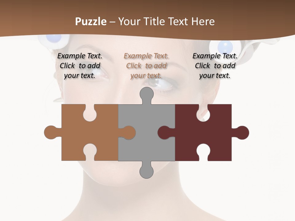 Portrait Of Beautiful Young Smiling Female With Curlers - Close-Up PowerPoint Template