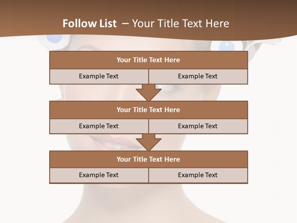 Portrait Of Beautiful Young Smiling Female With Curlers - Close-Up PowerPoint Template