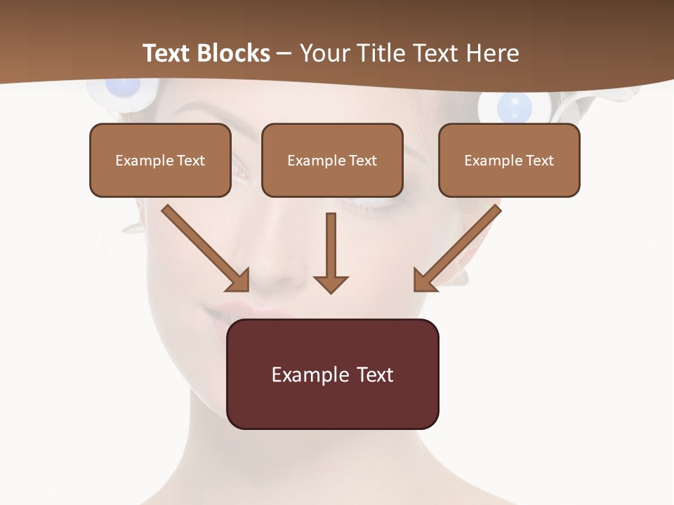 Portrait Of Beautiful Young Smiling Female With Curlers - Close-Up PowerPoint Template