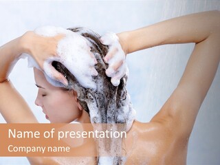 Close-Up Portrait Of Young Pretty Woman Taking Shower PowerPoint Template