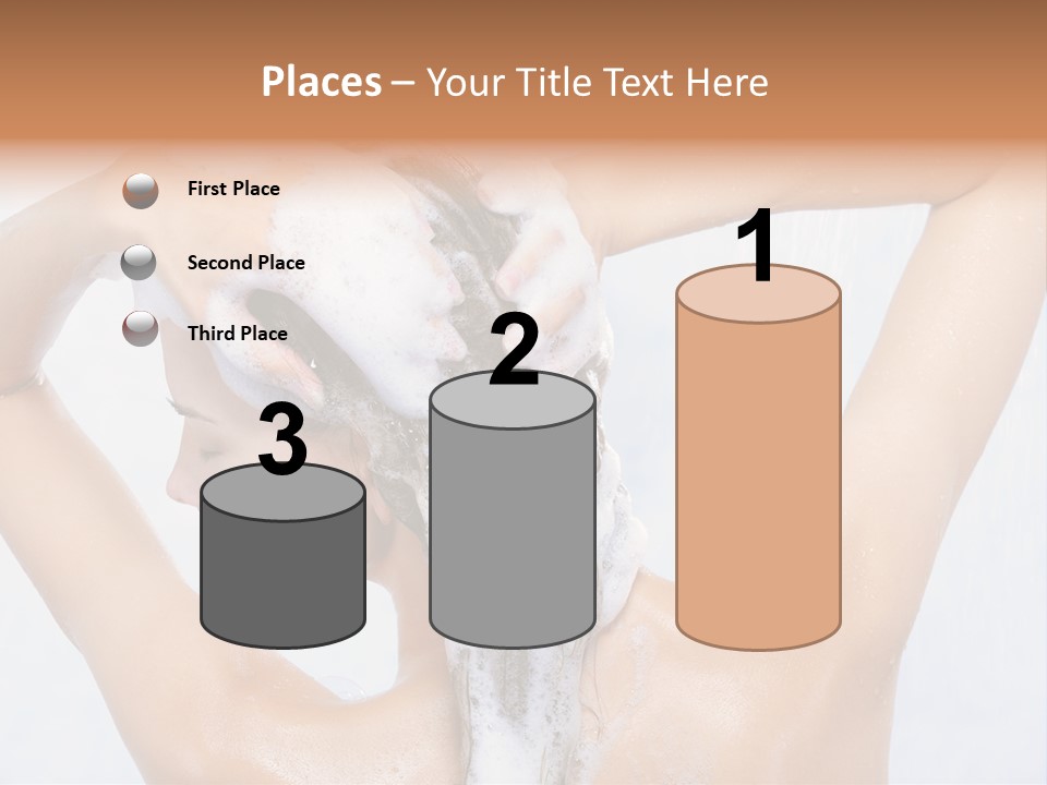 Close-Up Portrait Of Young Pretty Woman Taking Shower PowerPoint Template