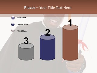 Handsome Young African American Man Holding Graduation Diploma PowerPoint Template