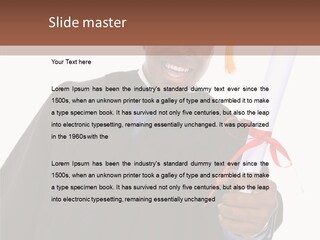 Handsome Young African American Man Holding Graduation Diploma PowerPoint Template
