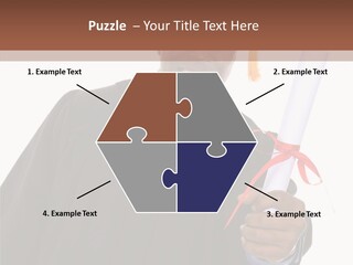 Handsome Young African American Man Holding Graduation Diploma PowerPoint Template