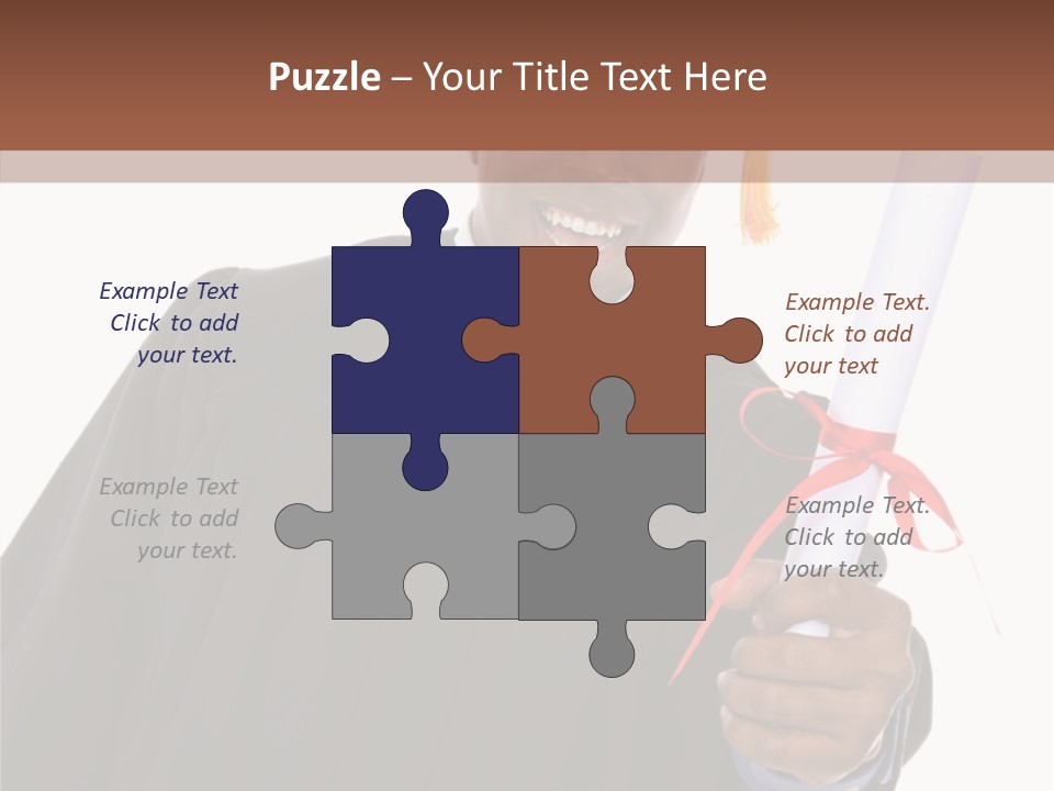 Handsome Young African American Man Holding Graduation Diploma PowerPoint Template