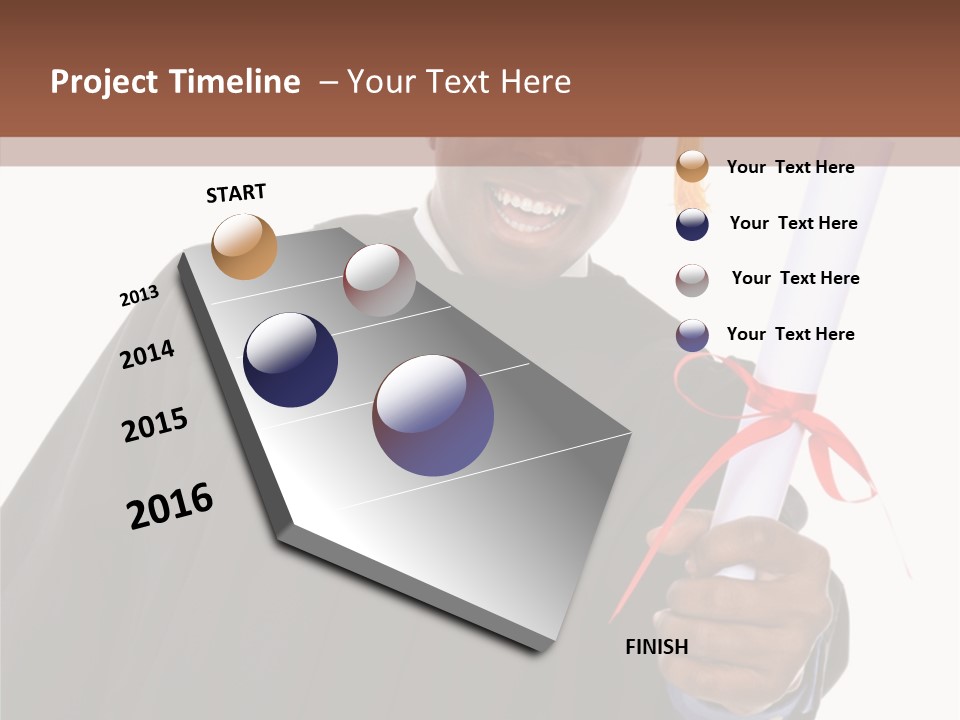 Handsome Young African American Man Holding Graduation Diploma PowerPoint Template