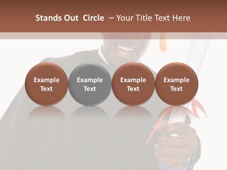 Handsome Young African American Man Holding Graduation Diploma PowerPoint Template