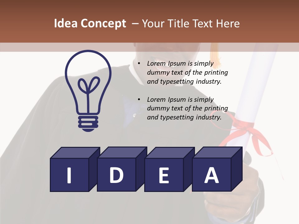 Handsome Young African American Man Holding Graduation Diploma PowerPoint Template