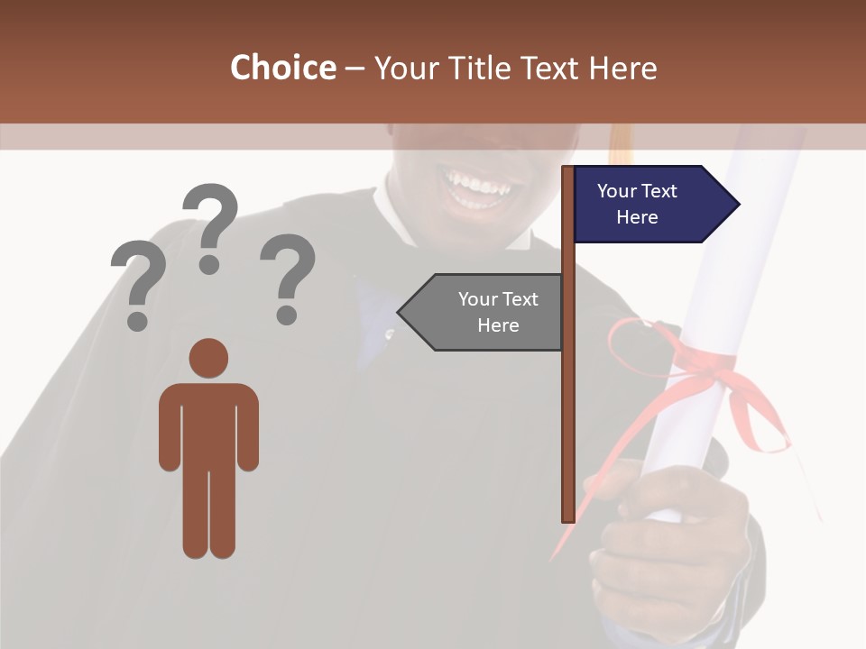 Handsome Young African American Man Holding Graduation Diploma PowerPoint Template