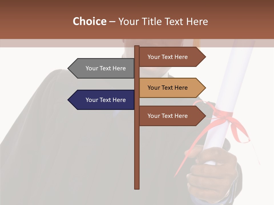 Handsome Young African American Man Holding Graduation Diploma PowerPoint Template