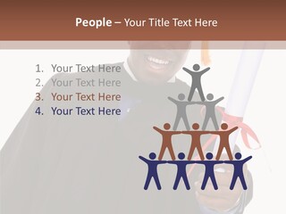 Handsome Young African American Man Holding Graduation Diploma PowerPoint Template