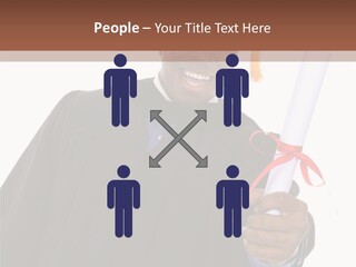 Handsome Young African American Man Holding Graduation Diploma PowerPoint Template
