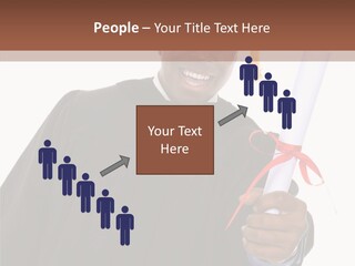 Handsome Young African American Man Holding Graduation Diploma PowerPoint Template