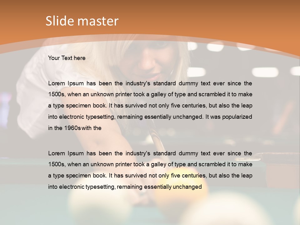 A Blond Girl Is Making A Shot At A Pool PowerPoint Template