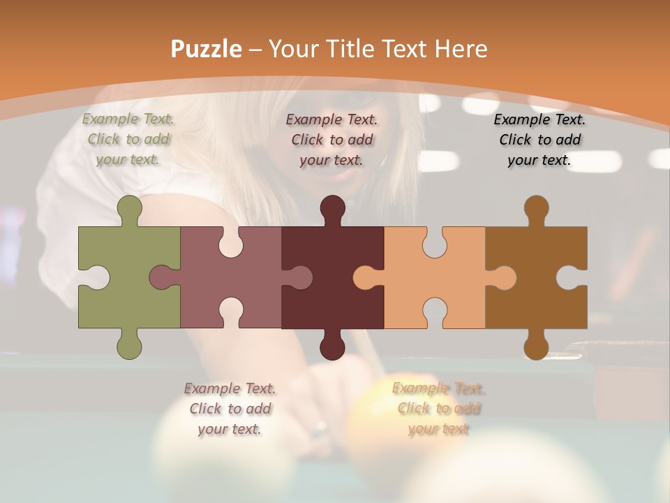 A Blond Girl Is Making A Shot At A Pool PowerPoint Template