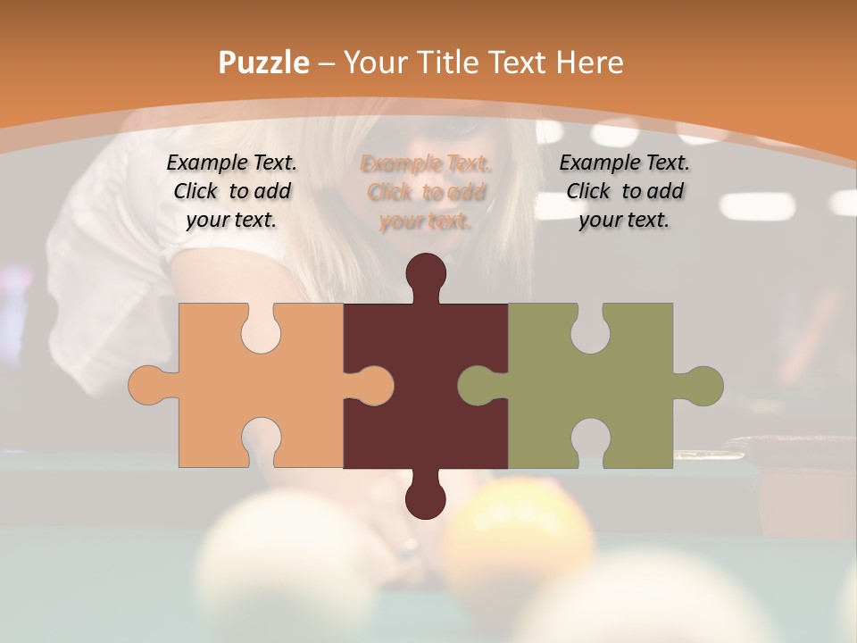 A Blond Girl Is Making A Shot At A Pool PowerPoint Template