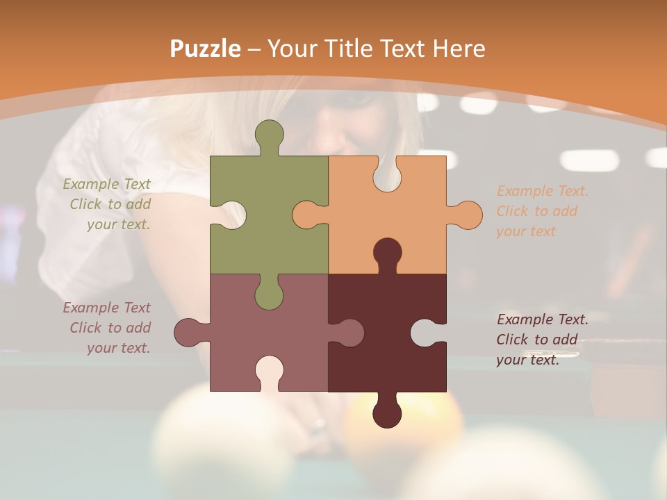 A Blond Girl Is Making A Shot At A Pool PowerPoint Template