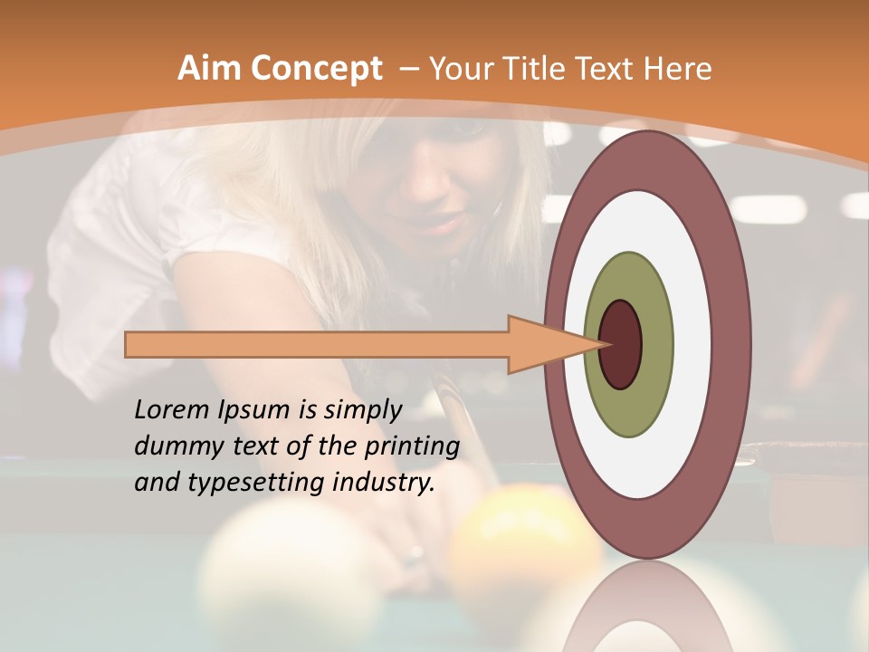 A Blond Girl Is Making A Shot At A Pool PowerPoint Template