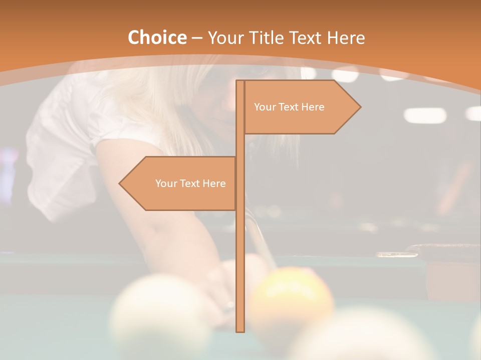 A Blond Girl Is Making A Shot At A Pool PowerPoint Template