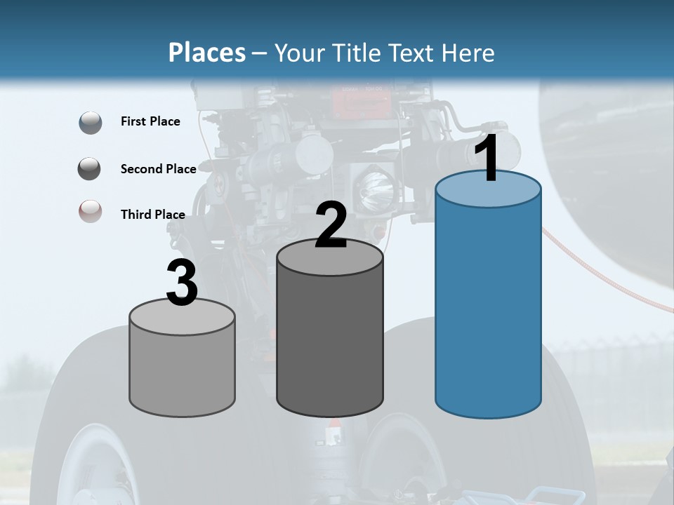 Nose Wheel (Front Landing Gear) Of Very Large, Wide-Body Airplane Being Towed At An Airport. PowerPoint Template