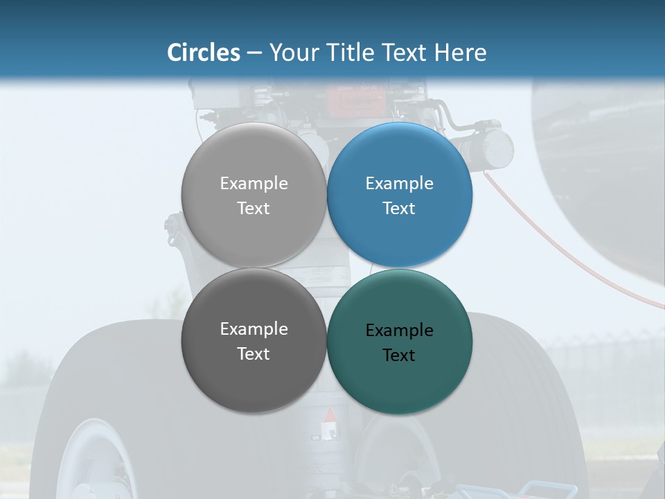 Nose Wheel (Front Landing Gear) Of Very Large, Wide-Body Airplane Being Towed At An Airport. PowerPoint Template