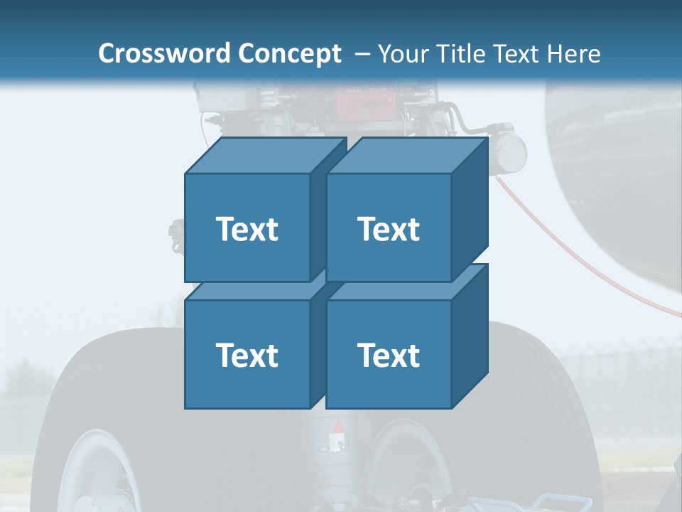 Nose Wheel (Front Landing Gear) Of Very Large, Wide-Body Airplane Being Towed At An Airport. PowerPoint Template