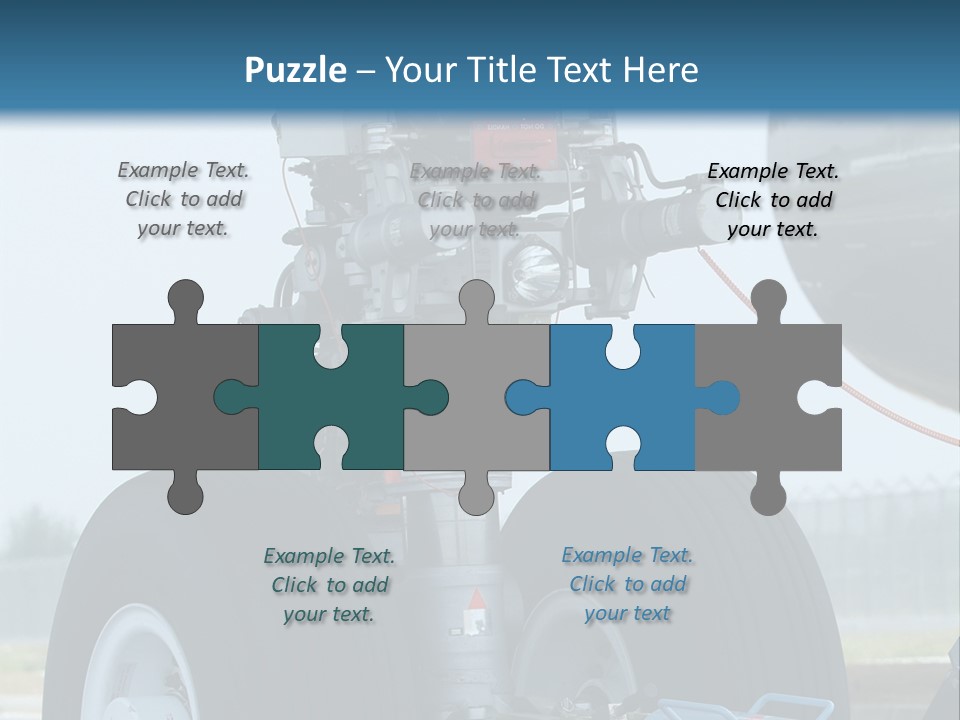 Nose Wheel (Front Landing Gear) Of Very Large, Wide-Body Airplane Being Towed At An Airport. PowerPoint Template