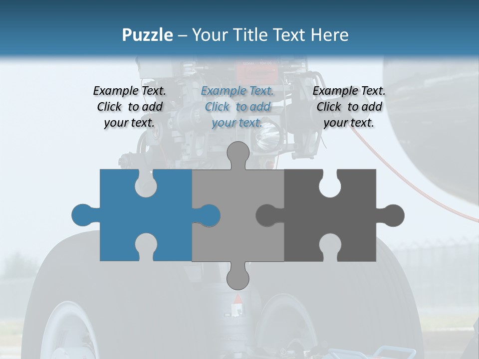 Nose Wheel (Front Landing Gear) Of Very Large, Wide-Body Airplane Being Towed At An Airport. PowerPoint Template