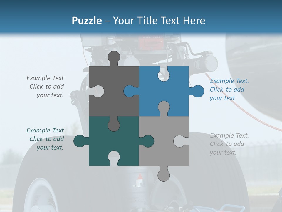 Nose Wheel (Front Landing Gear) Of Very Large, Wide-Body Airplane Being Towed At An Airport. PowerPoint Template