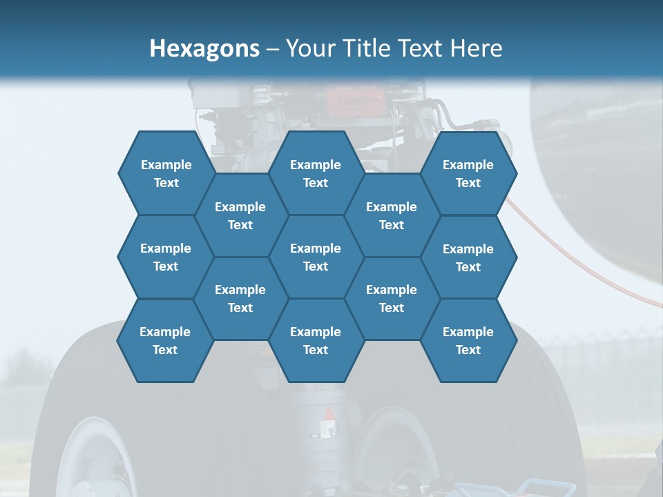 Nose Wheel (Front Landing Gear) Of Very Large, Wide-Body Airplane Being Towed At An Airport. PowerPoint Template