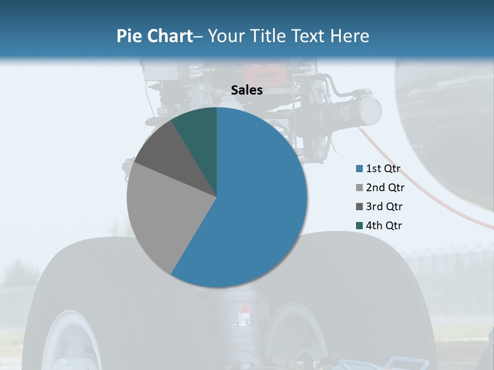 Nose Wheel (Front Landing Gear) Of Very Large, Wide-Body Airplane Being Towed At An Airport. PowerPoint Template