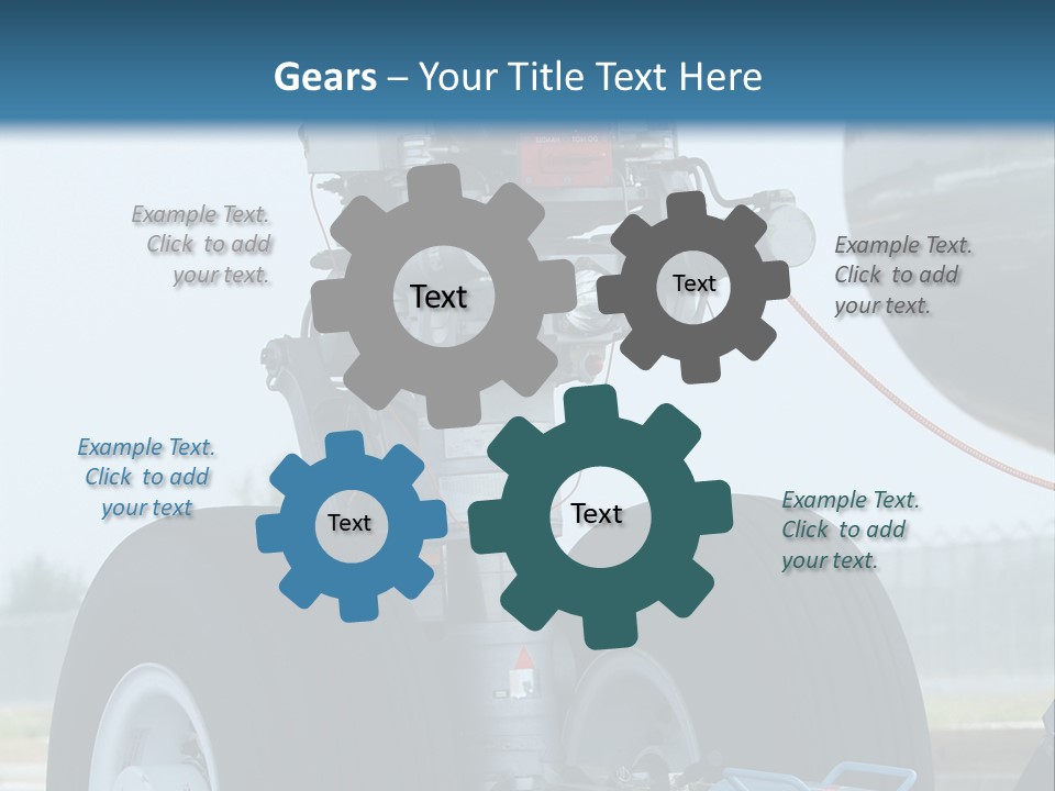 Nose Wheel (Front Landing Gear) Of Very Large, Wide-Body Airplane Being Towed At An Airport. PowerPoint Template