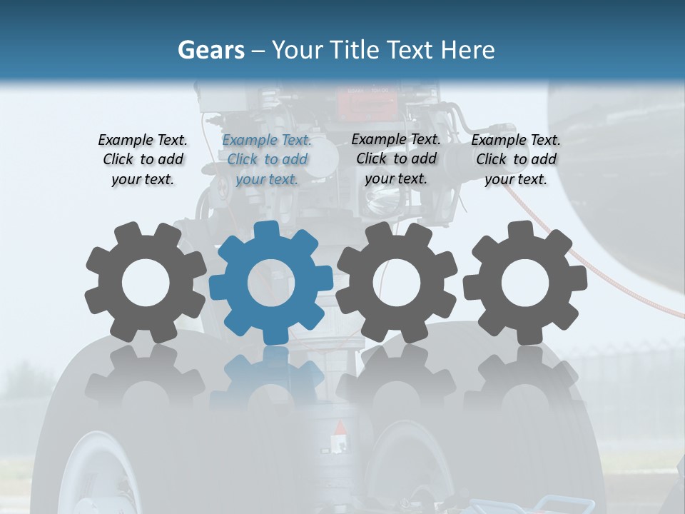 Nose Wheel (Front Landing Gear) Of Very Large, Wide-Body Airplane Being Towed At An Airport. PowerPoint Template