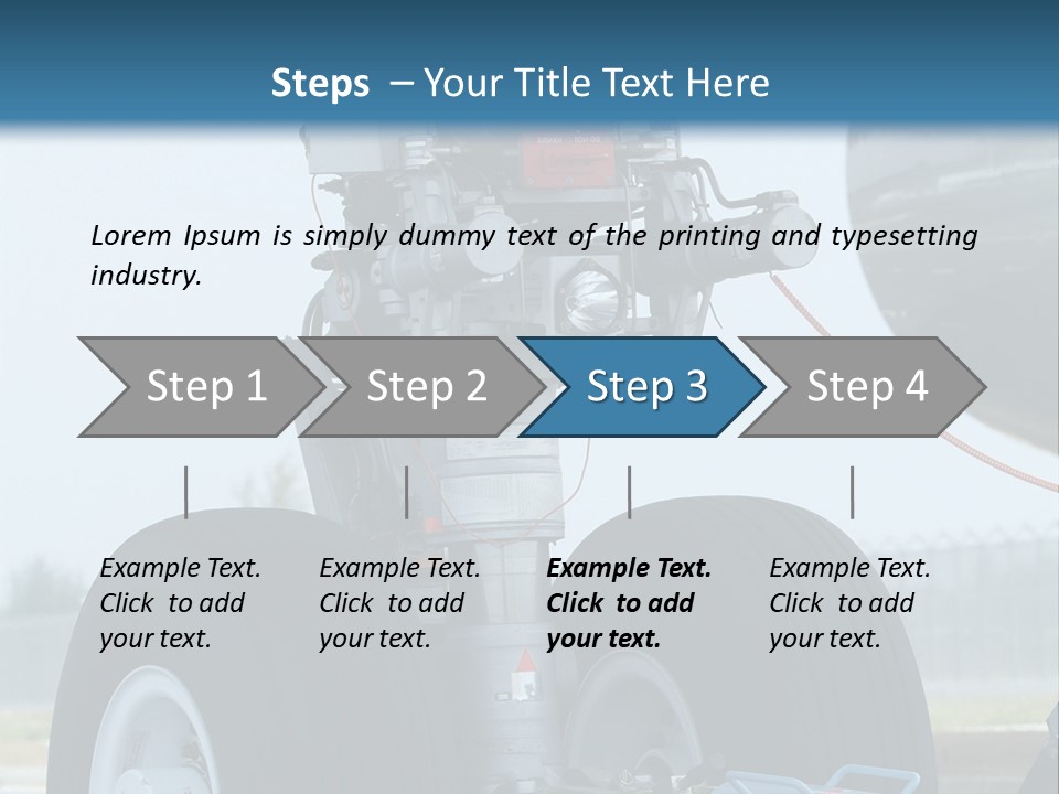 Nose Wheel (Front Landing Gear) Of Very Large, Wide-Body Airplane Being Towed At An Airport. PowerPoint Template