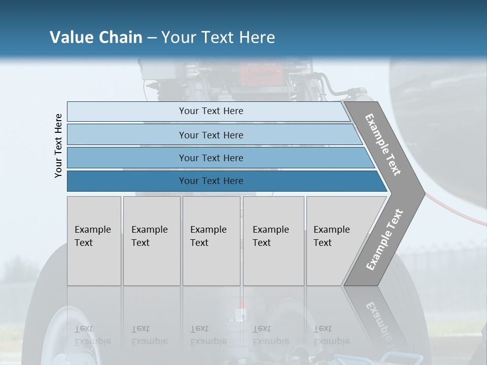 Nose Wheel (Front Landing Gear) Of Very Large, Wide-Body Airplane Being Towed At An Airport. PowerPoint Template